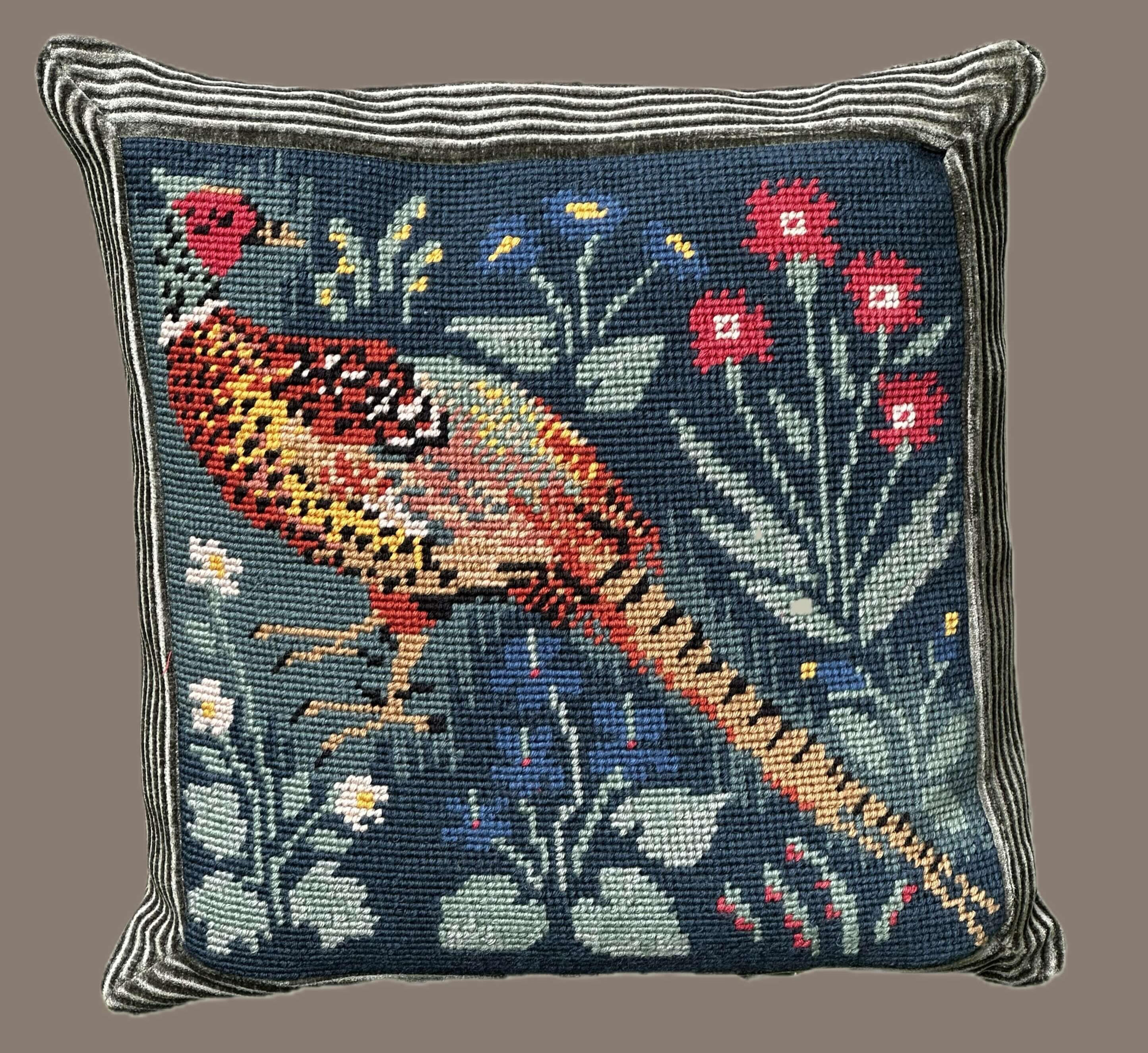 Inset Knife Edge Needlepoint Pillow