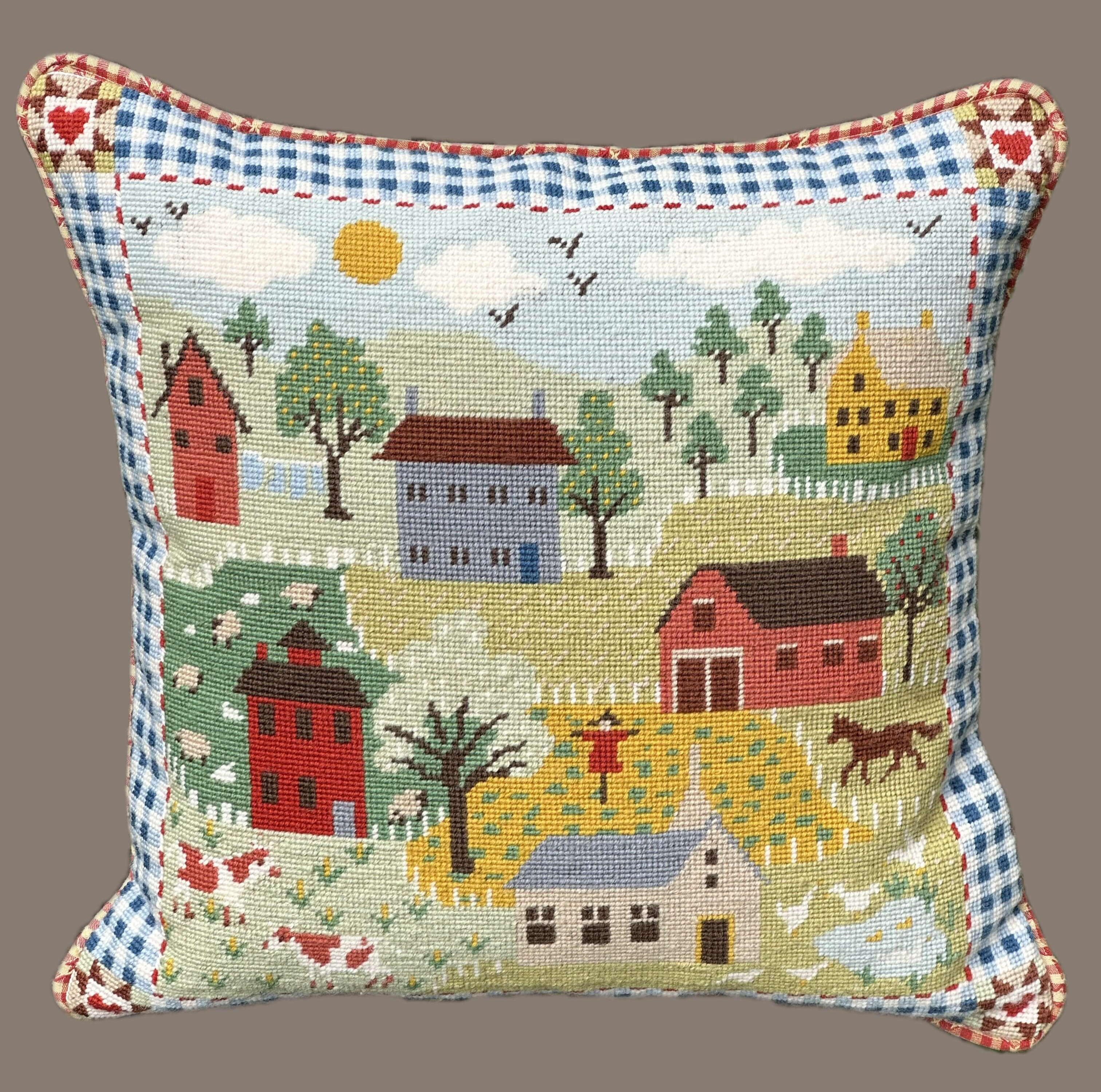 Knife Edge Needlepoint Pillow with Cording
